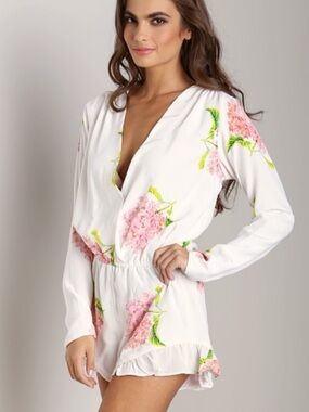 Stone Cold Fox Love Jumper Romper in Bloom Silk White Pink Floral M/L or 2-4